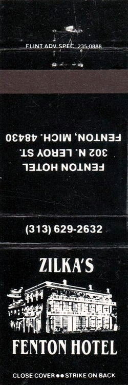 Fenton Hotel Tavern & Grille (The Vermont House) - Matchbook (newer photo)